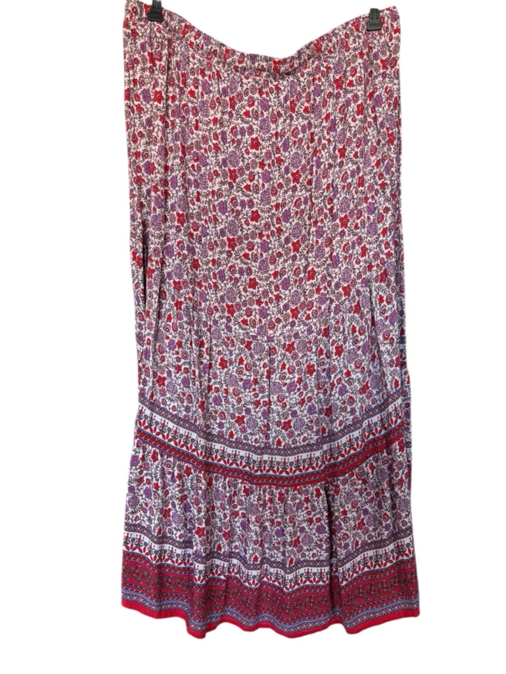 KNOX ROSE Red & Purple Floral Maxi Skirt From Witch’s Estate Sale Size XL